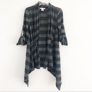 Wet Seal Black & Gray Cardigan 3/4 Sleeves Small